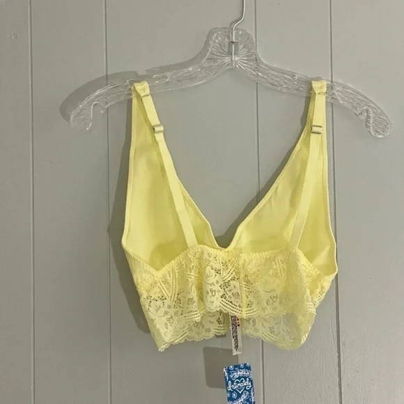 Free People Teegan Lace Trim Bralette Yellow Size Small NWT - Picture 5 of 6